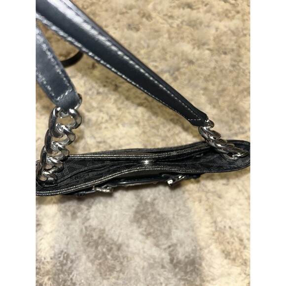Michael Kors Black Leather Monogram Crossbody Purse With Silver Hardware - Picture 5 of 6